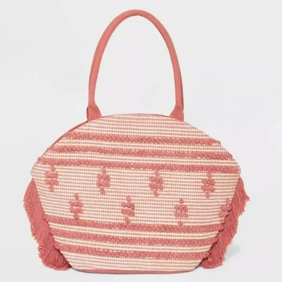 Shade & Shore Handbags - Shade & Shore Pink Totes Woven Bag